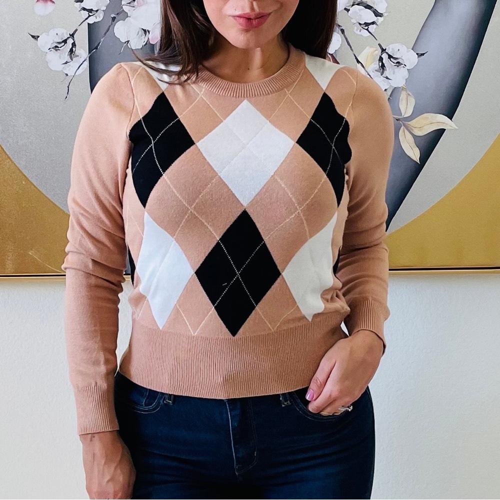Classic Tan Argyle Sweater